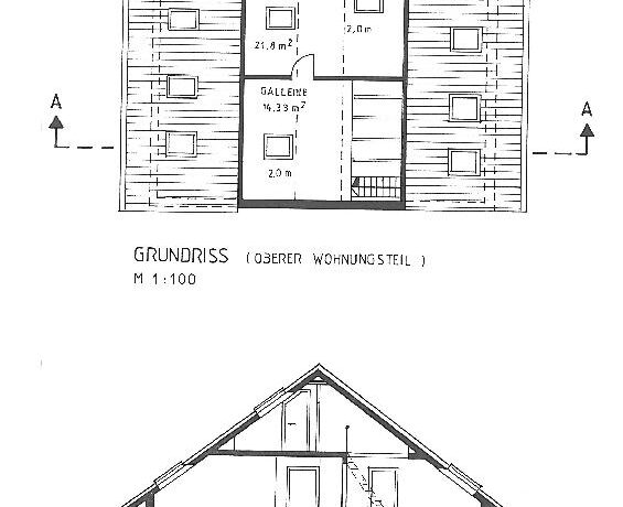 Zeichnung Galerie-Spitzboden